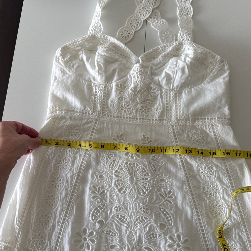 Farm Rio: Size M. White Richelieu Sleeveless Midi Dress (Ret:$400) - Picture 10 of 11
